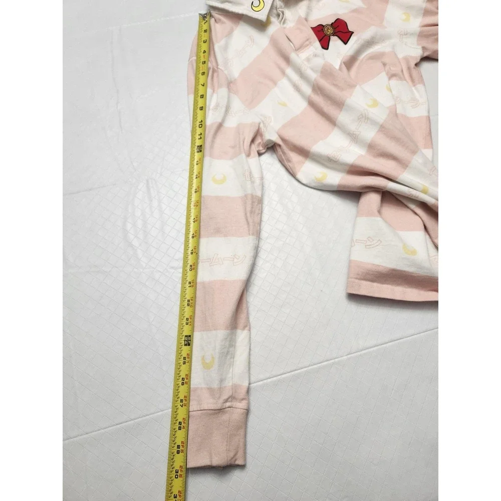 Sailor Moon Polo Shirt Womens XL Pink Stripe Long Sleeve BoxLunch Anime Cosplay